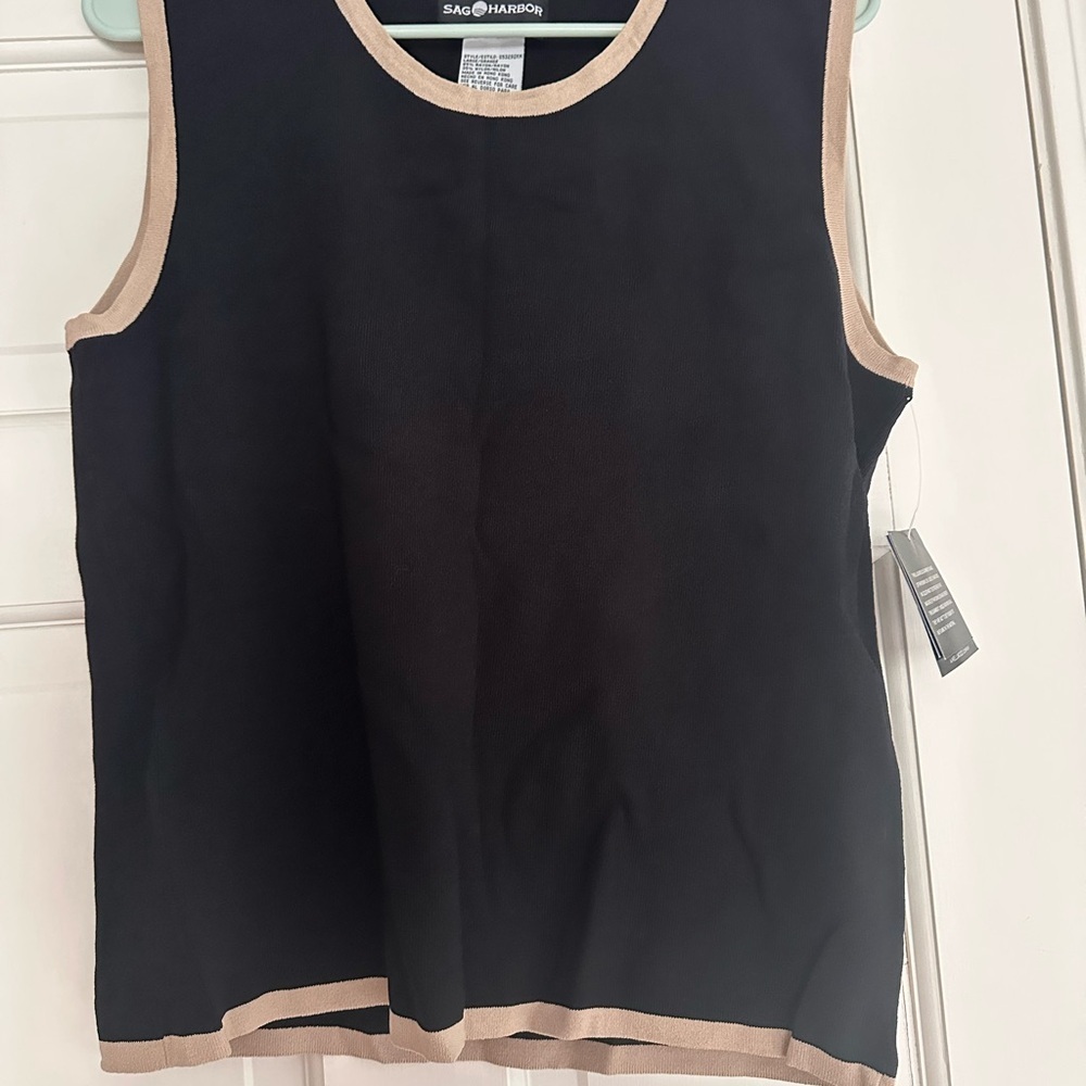Sag Harbor Black and Beige Tank Top